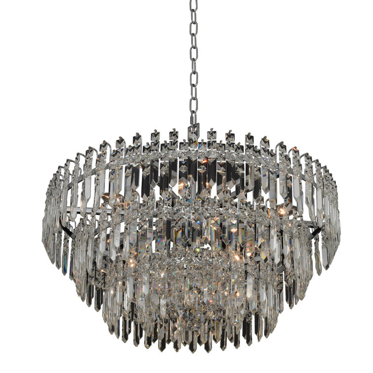 Pandoro 27-Inch Crystal and Chrome Tiered Chandelier