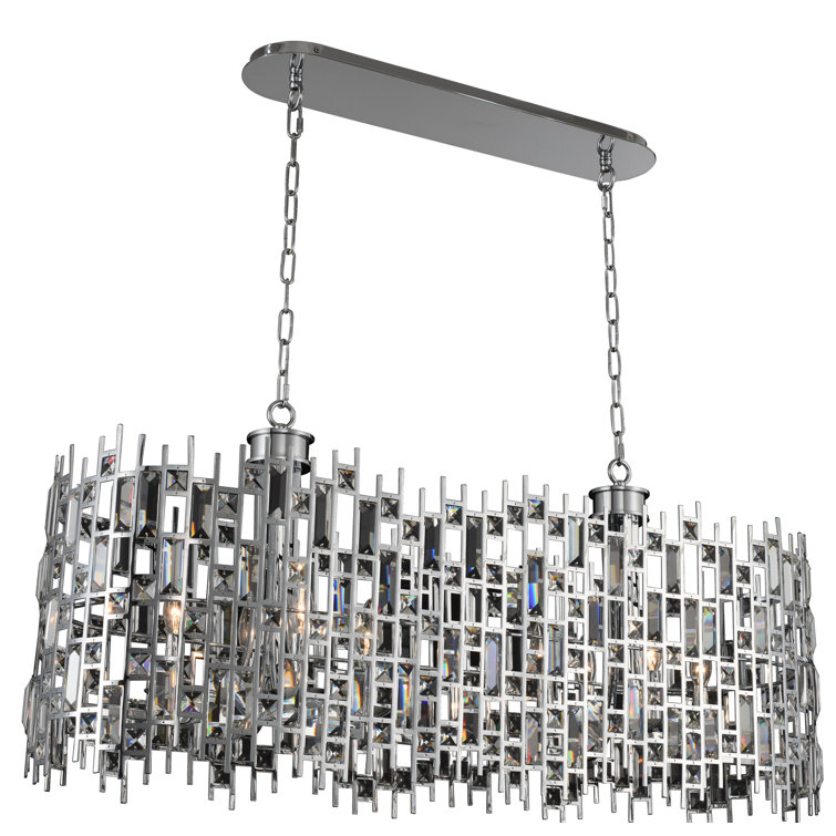 Fonseca 8-Light Chrome and Crystal Kitchen Island Pendant