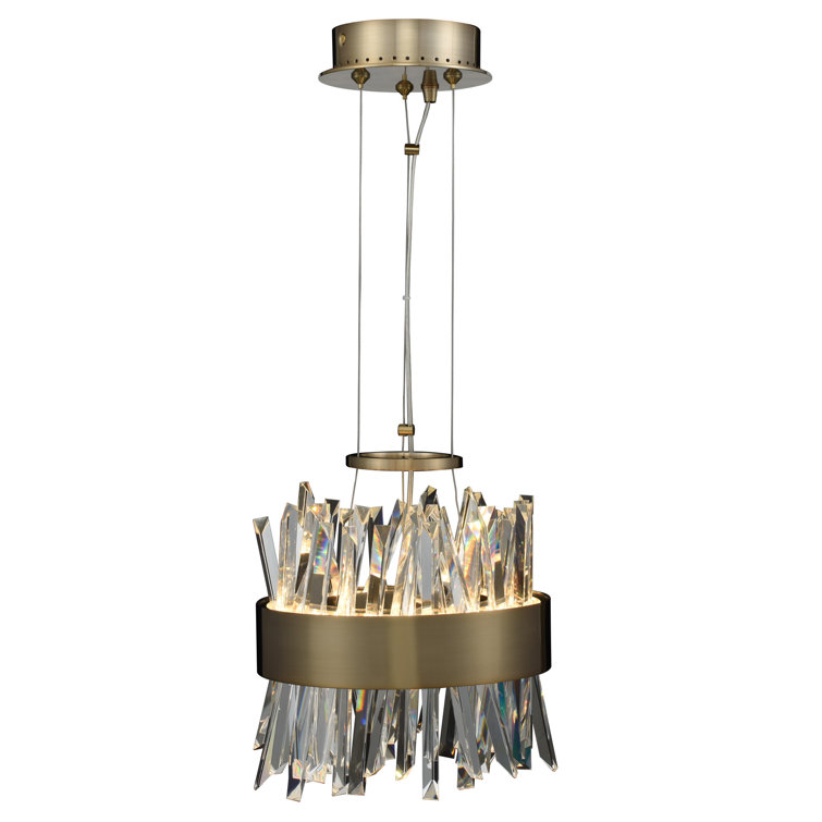 Brushed Champagne Gold Crystal LED Mini Pendant Light