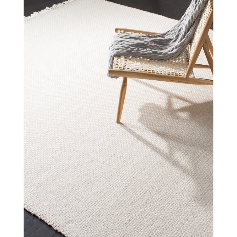 Handcrafted Coastal Blue Wool 8' x 10' Flat Woven Rug