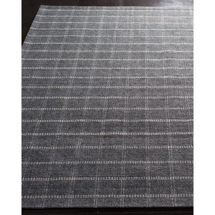 Modern Handwoven Gray Wool-Viscose Blend Round Rug