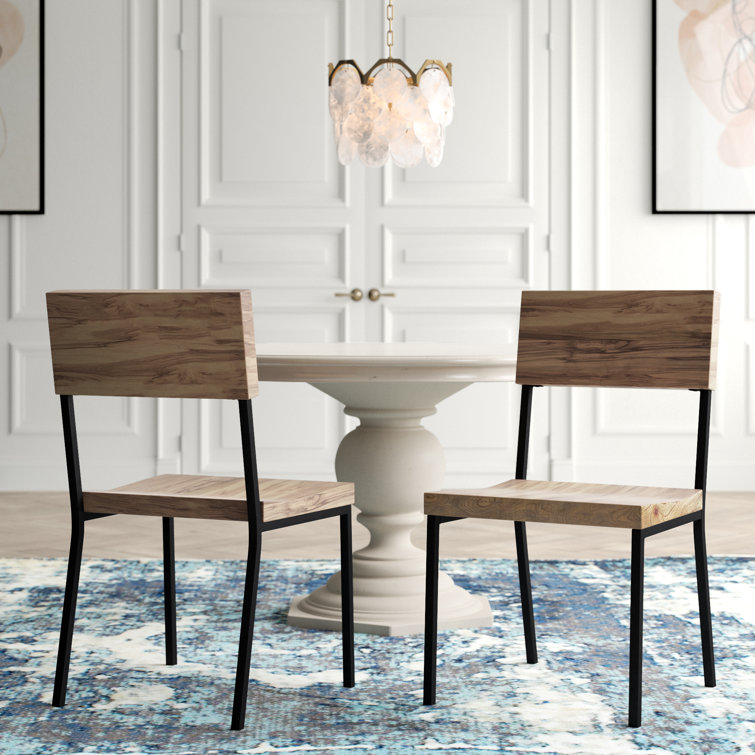 Tacoma Industrial Mindi Wood and Steel Side Chair, Set of 2