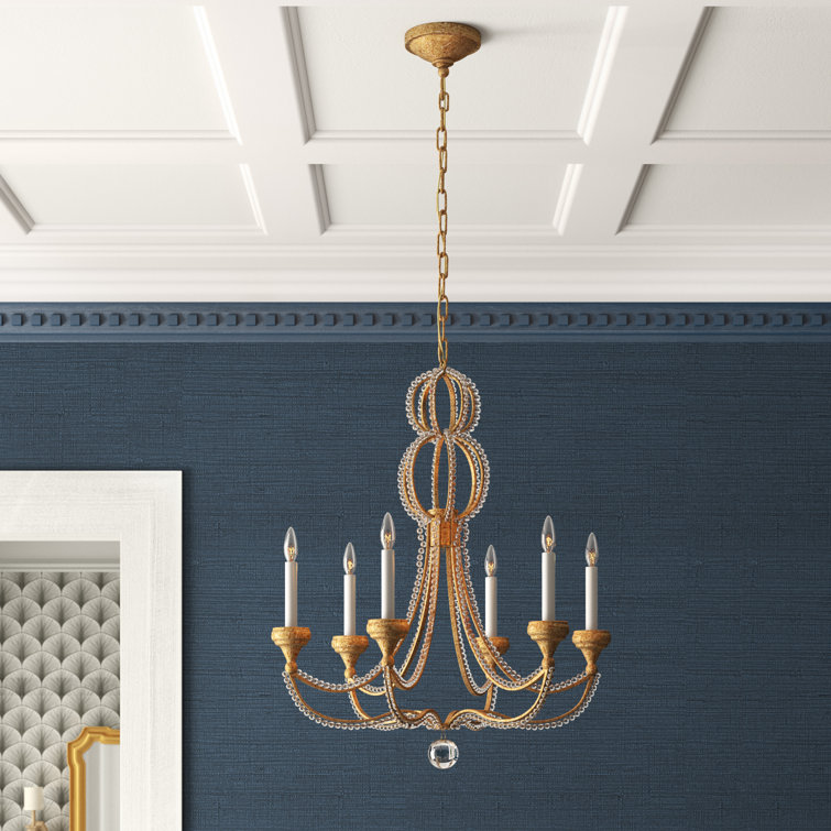 Milan Venetian Gold 6-Light Chandelier with Crystal Accents
