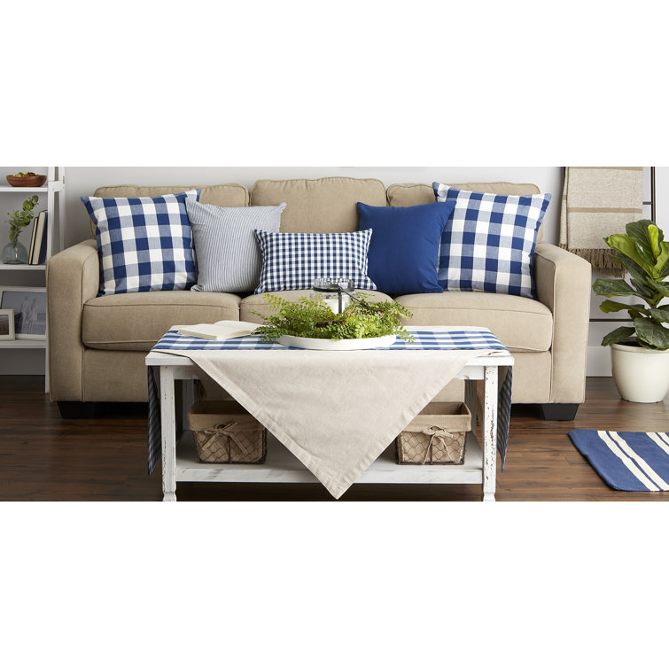 Navy and Off-White Buffalo Check Cotton Pillow Set