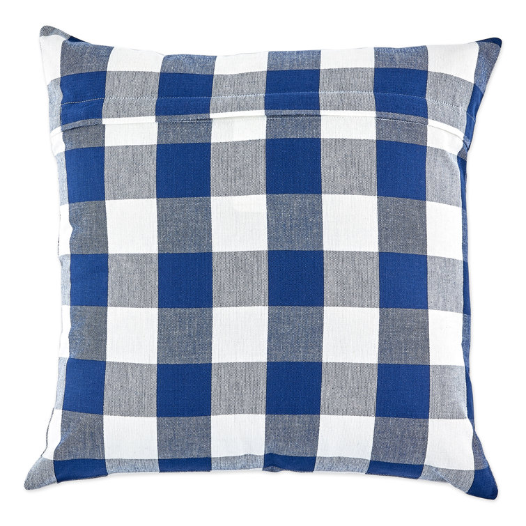 Navy and Off-White Buffalo Check Cotton Pillow Set