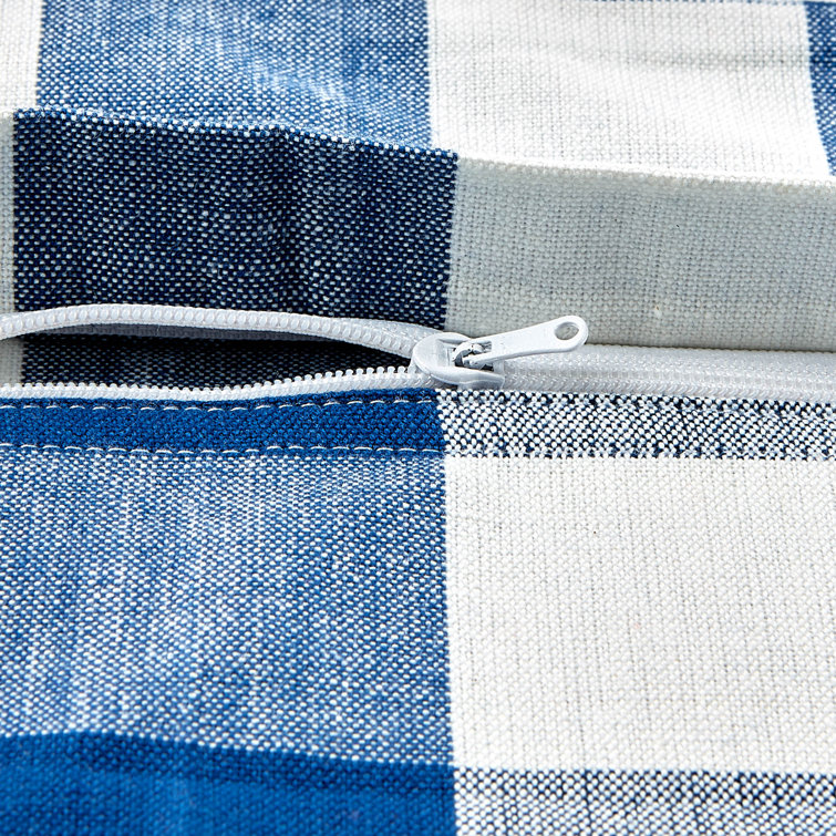 Navy and Off-White Buffalo Check Cotton Pillow Set