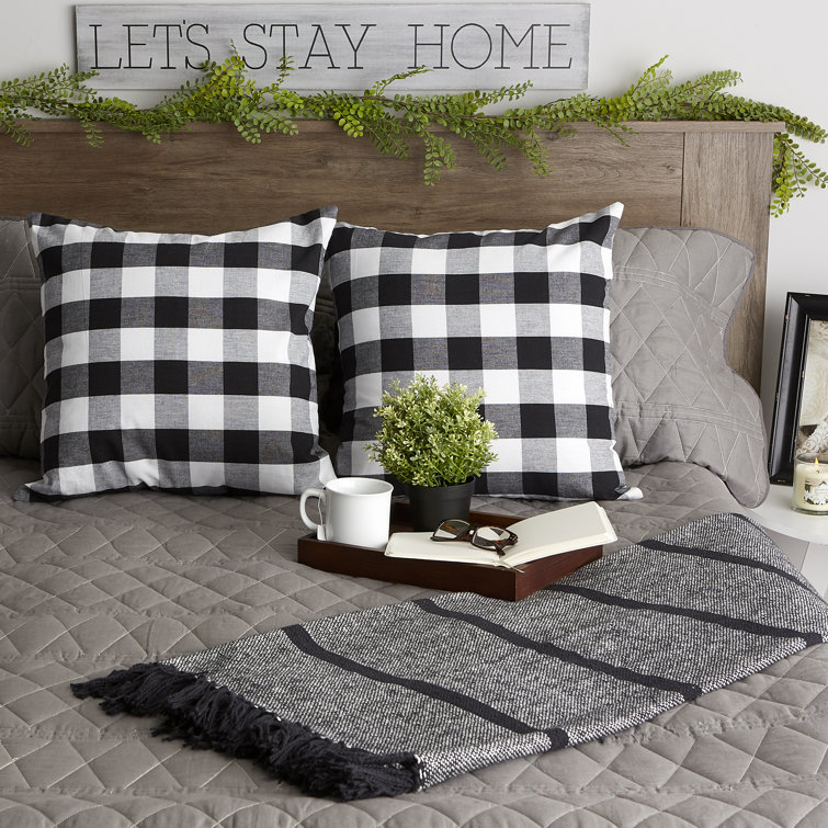 Black and White Buffalo Check Cotton Pillow Cover Set, 20x20
