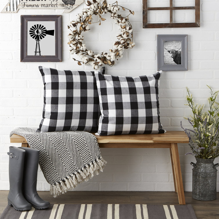 Black and White Buffalo Check Cotton Pillow Cover Set, 20x20