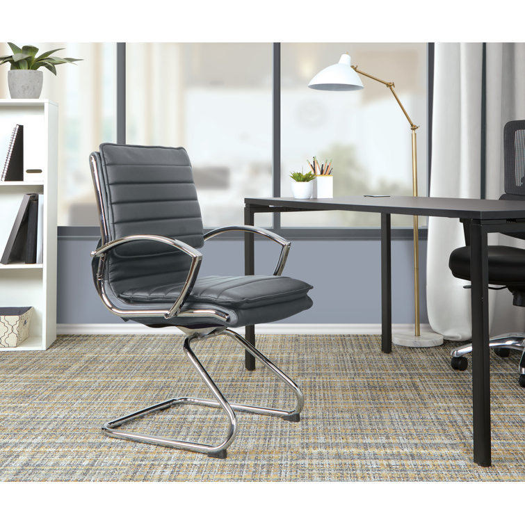 Charcoal Faux Leather Office Chair with Chrome Metal Base