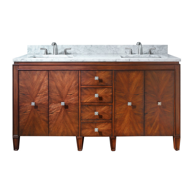 Brentwood 61'' Light Wood Double Vanity with Marble Top