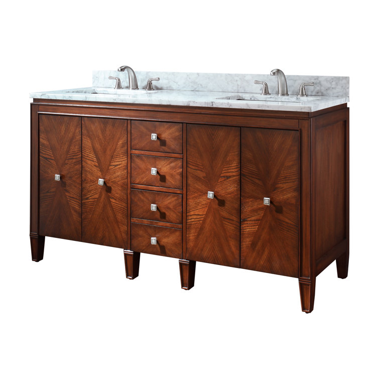Brentwood 61'' Light Wood Double Vanity with Marble Top