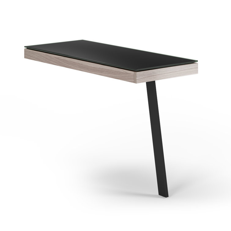 Sigma 42" Clear Glass and Black Metal Reversible Desk Return