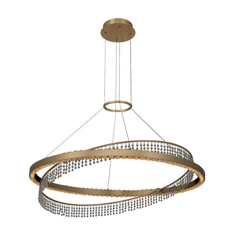 Brushed Brass Crystal LED Statement Pendant Light