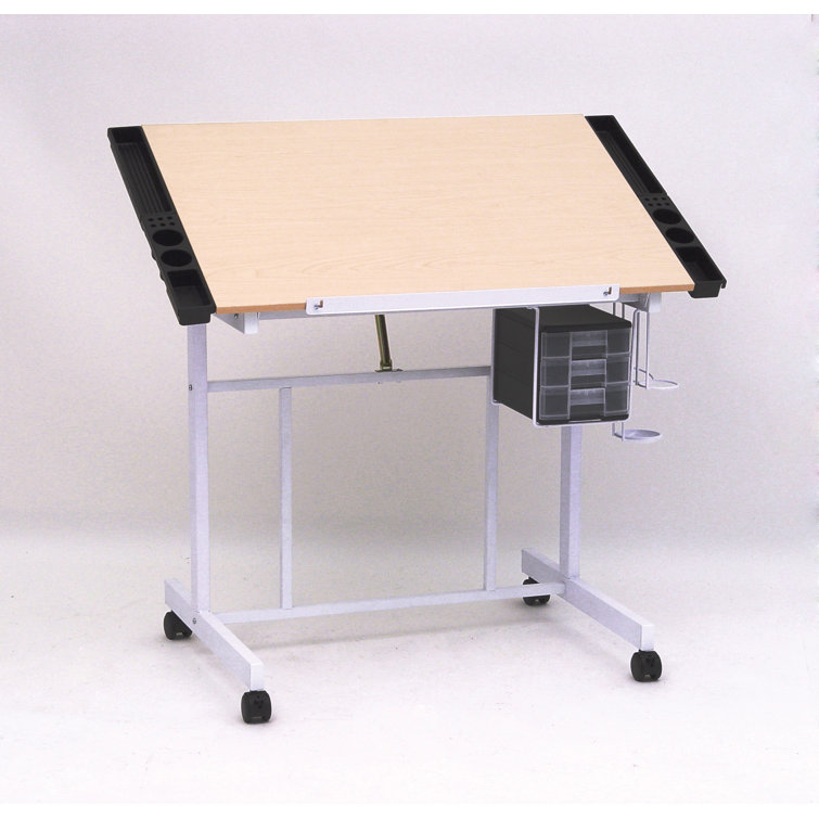 Deluxe White Maple 40'' Craft Station with Adjustable Top & Storage