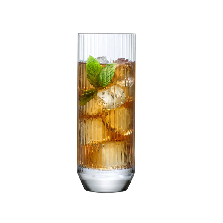 Clear Ribbed Crystal Highball Glass Set of Four