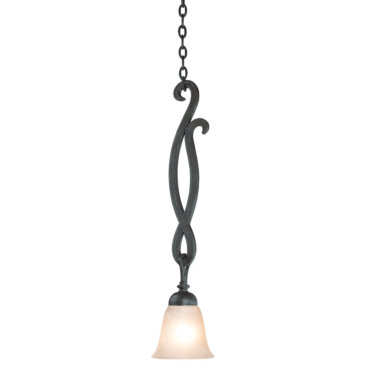 Santa Barbara Black Mini Pendant with White Alabaster Glass