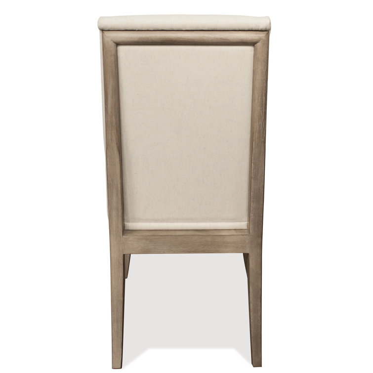 Ivory Upholstered Parsons Side Chair with Natural Wood Legs