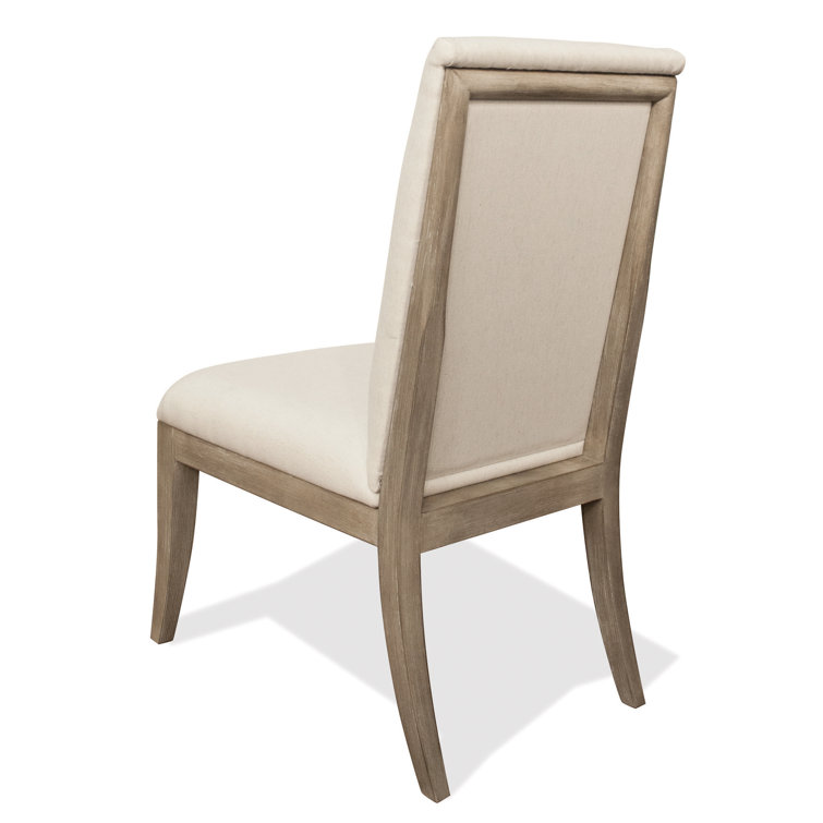 Ivory Upholstered Parsons Side Chair with Natural Wood Legs