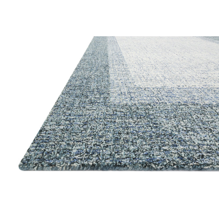 Aqua Hand-Tufted Wool Rectangular Area Rug