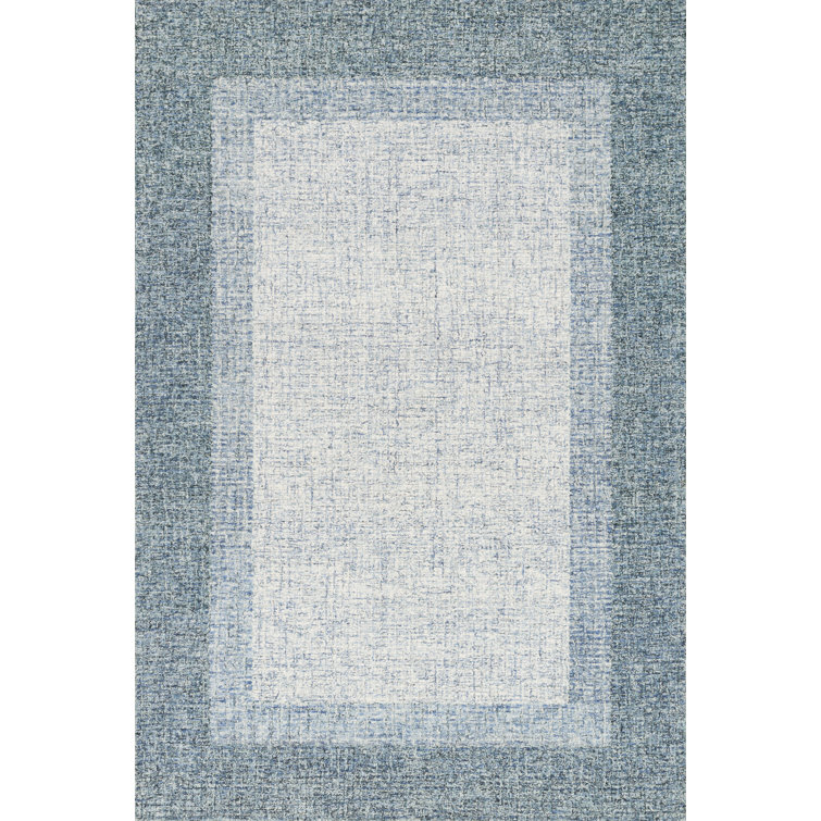 Aqua Handmade Tufted Wool Rectangular Rug 27" x 45"
