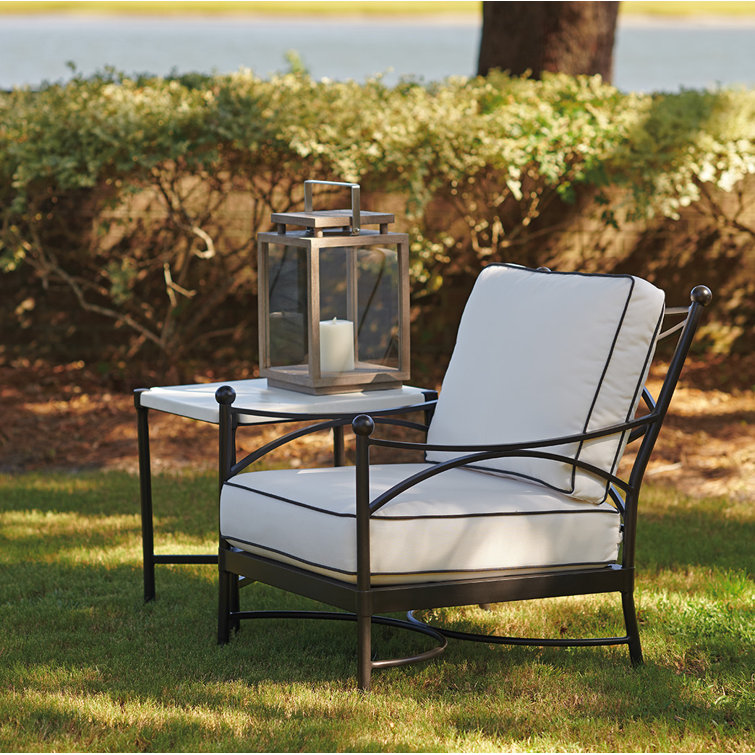 Transitional Graphite Aluminum Arm Chair with White Cushions