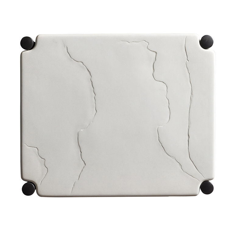 Pavlova Black Rectangular End Table with Limestone Top
