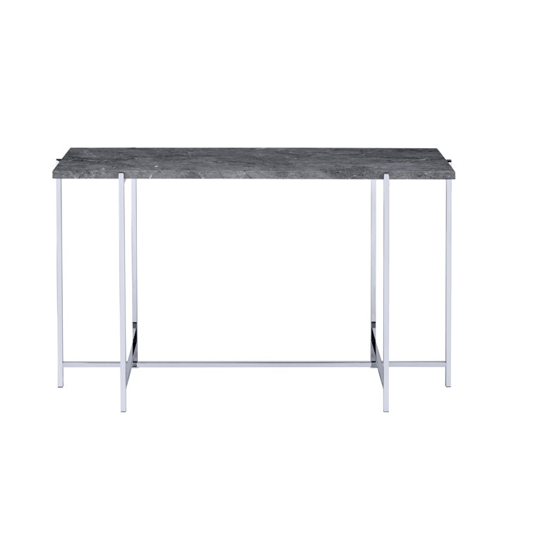 Adelae 49'' Faux Marble and Chrome Sofa Table