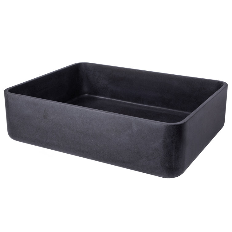 Eden 19'' Black Lava Stone Rectangular Vessel Sink