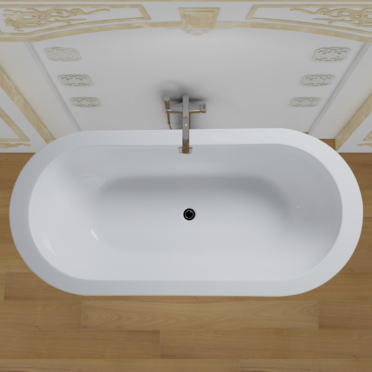 71" White Acrylic Freestanding Soaking Bathtub