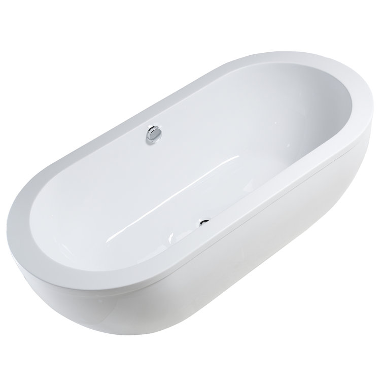 71" White Acrylic Freestanding Soaking Bathtub