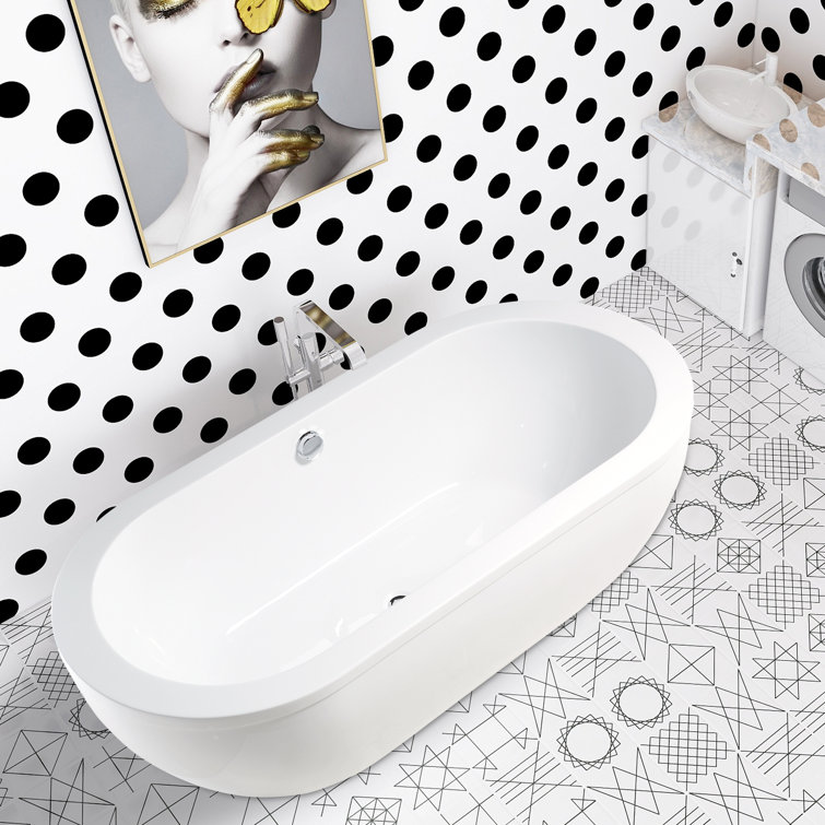 71" White Acrylic Freestanding Soaking Bathtub