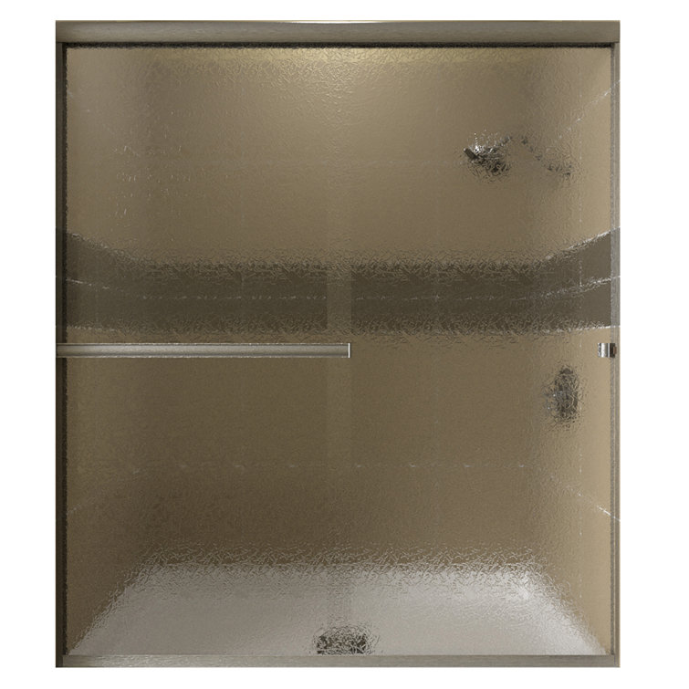 LESE 53" x 67" Brushed Nickel Clear Glass Bypass Shower Door