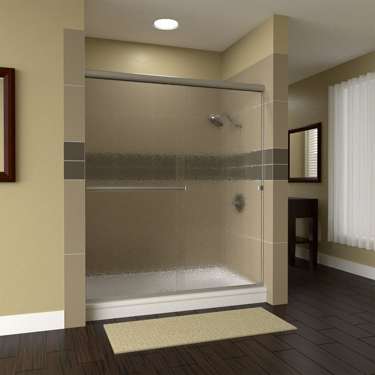 LESE 53" x 67" Brushed Nickel Clear Glass Bypass Shower Door