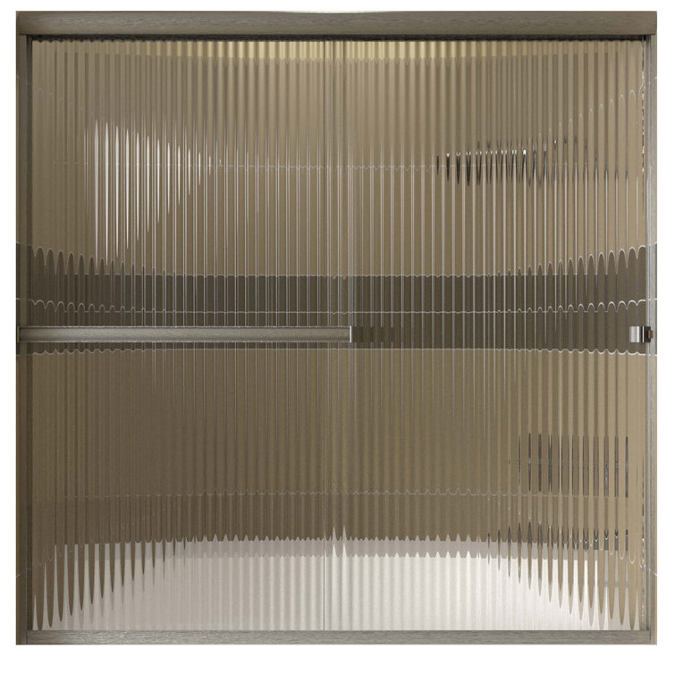 LESE 53" x 67" Brushed Nickel Clear Glass Bypass Shower Door