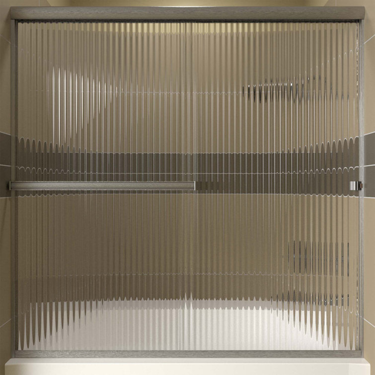 LESE 53" x 67" Brushed Nickel Clear Glass Bypass Shower Door