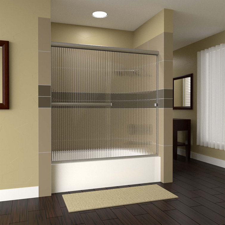 LESE 53" x 67" Brushed Nickel Clear Glass Bypass Shower Door