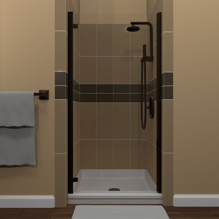 Bronze Anodized Semi-Frameless Hinged Shower Door with Clear Glass