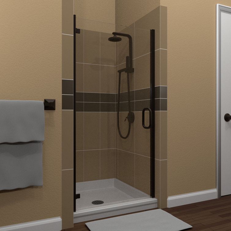 Bronze Anodized Semi-Frameless Hinged Shower Door with Clear Glass