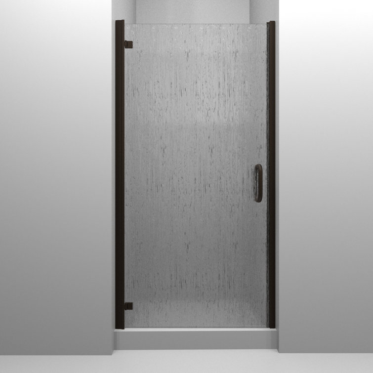 Bronze 28" x 67" Hinged Semi-Frameless Shower Door with Rain Glass