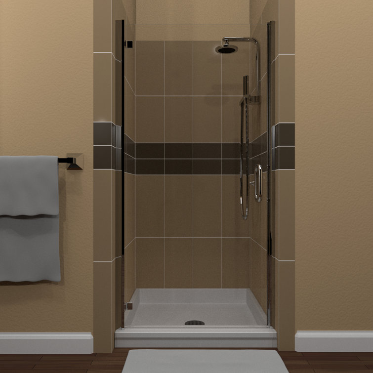 Polished Chrome Clear Glass Hinged Semi-Frameless Shower Door