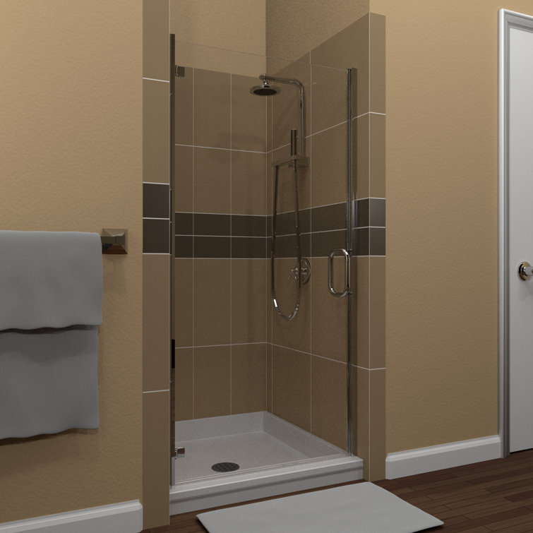Polished Chrome Clear Glass Hinged Semi-Frameless Shower Door