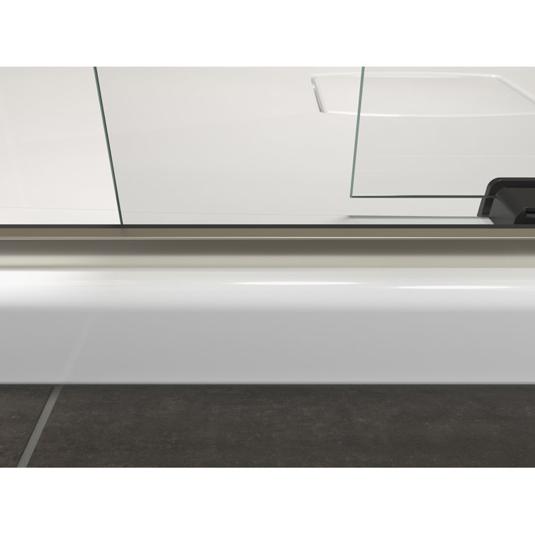 Levity 74" Frameless Sliding Shower Door in Clear Glass with Anodized Brushed Bronze Frame
