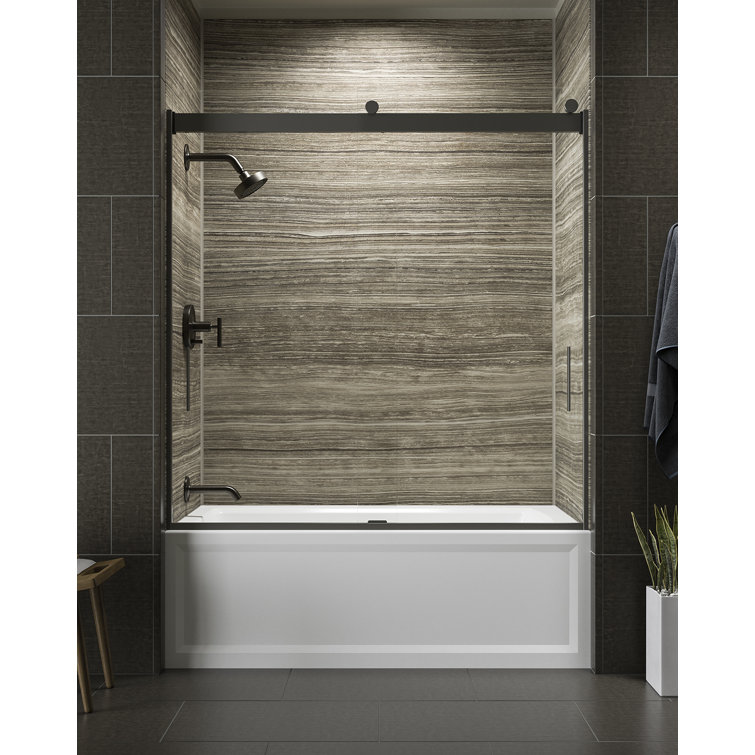 Levity 62" Frameless Sliding Tub Door in Anodized Dark Bronze
