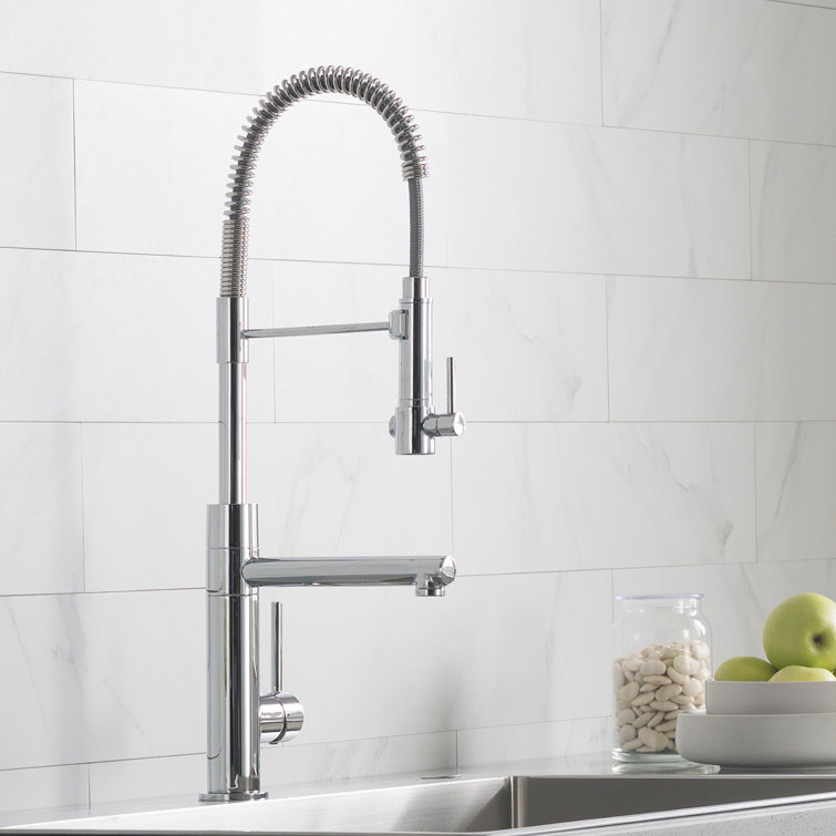 Stainless Steel and Matte Black Pull-Down Kitchen Faucet