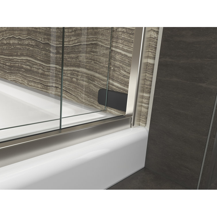 Levity 60" Frameless Clear Glass Sliding Bath Door in Matte Nickel