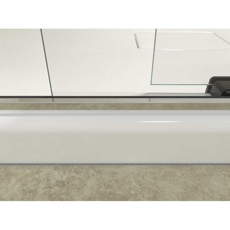 Levity Bright Silver Frameless Sliding Shower Door with Frosted Glass