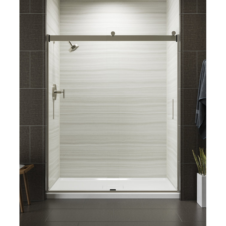 Levity 74" Frameless Sliding Shower Door in Matte Nickel