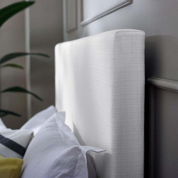 Elegant White Linen Fabric Upholstered Full/Queen Tufted Headboard
