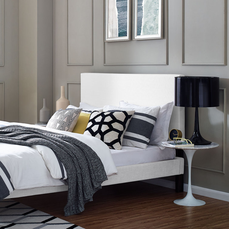Elegant White Linen Fabric Upholstered Full/Queen Tufted Headboard