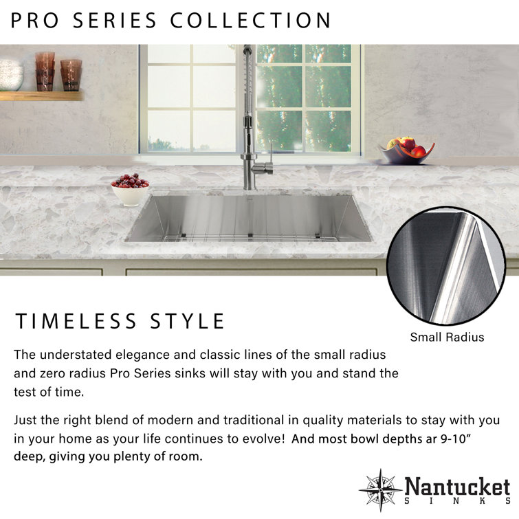 Pro Series 15'' Square Satin Stainless Steel Undermount Sink